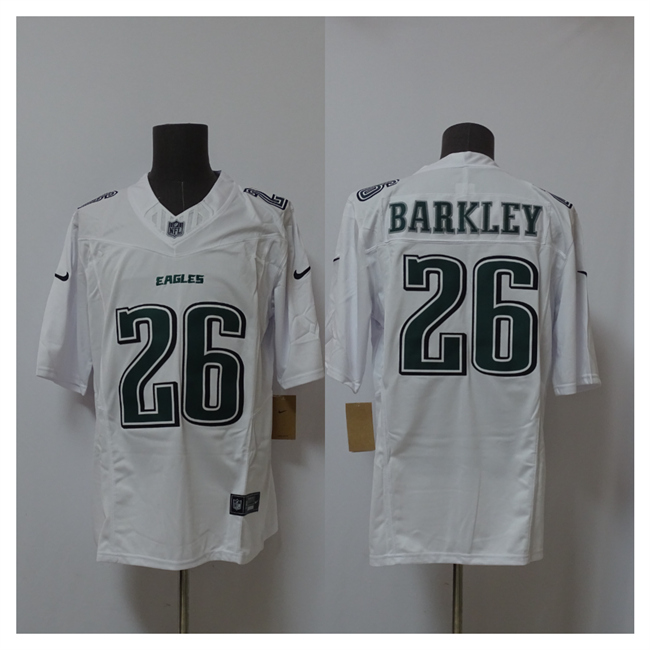 Men's Philadelphia Eagles #26 Saquon Barkley White 2024 F.U.S.E. Vapor Untouchable Limited Throwback Stitched Football Jersey